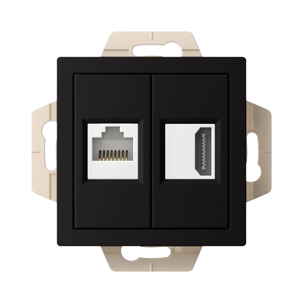 Розетка двойная AtlasDesign HDMI+RJ45 категория 5e механизм карбон