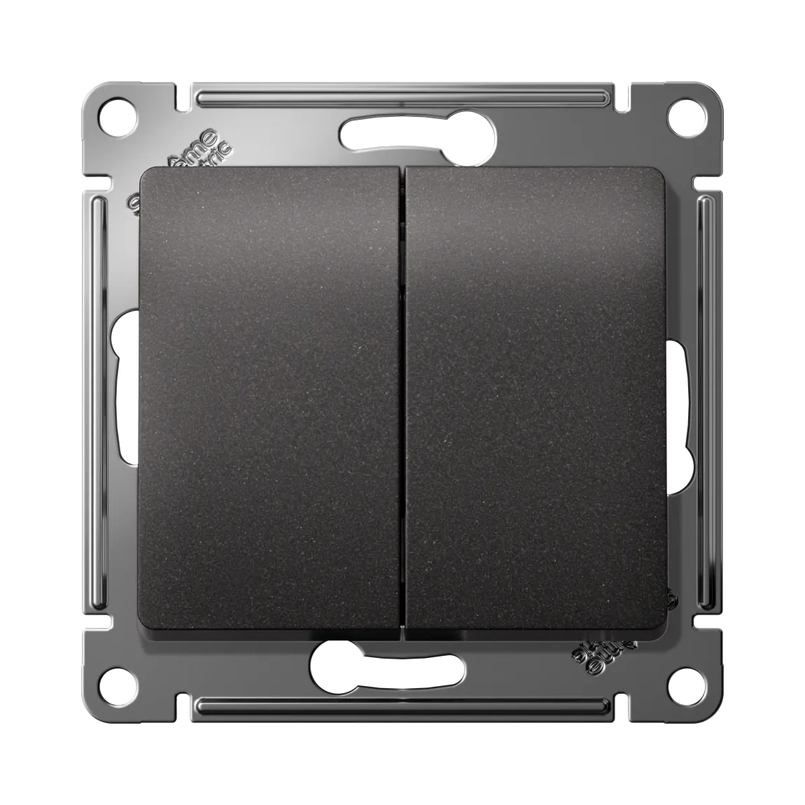 Переключатель двухклавишный Glossa сх6+6 10АХ механизм графит