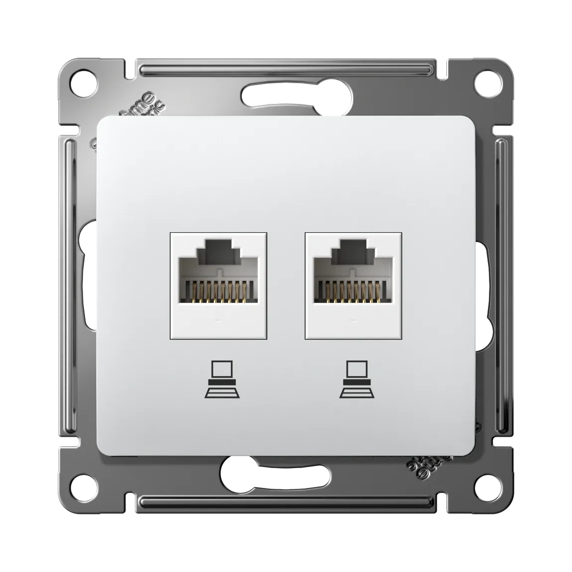 Розетка компьютерная двойная Glossa RJ45+RJ45 категория 5e механизм белый