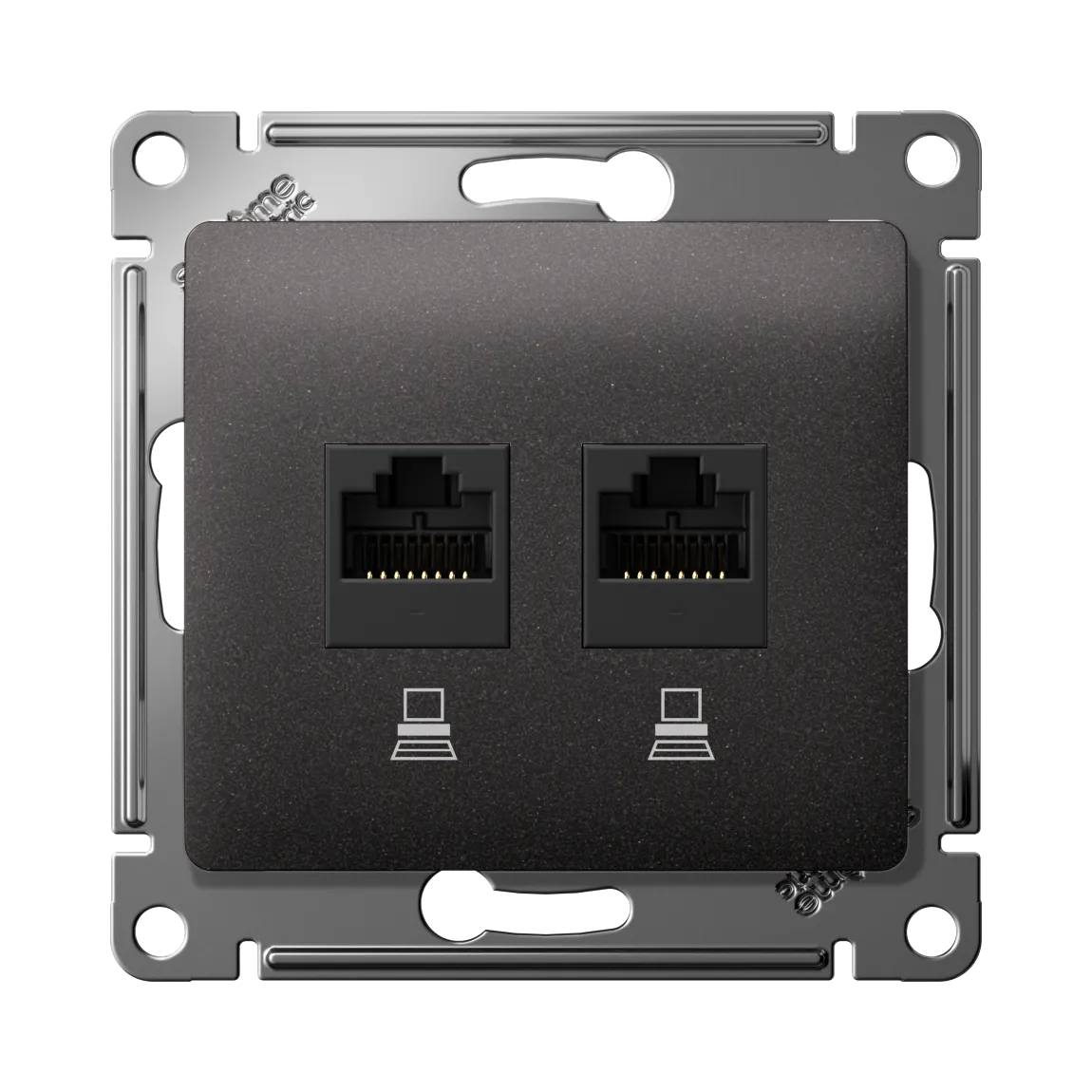 Розетка компьютерная двойная Glossa RJ45+RJ45 категория 5e механизм графит