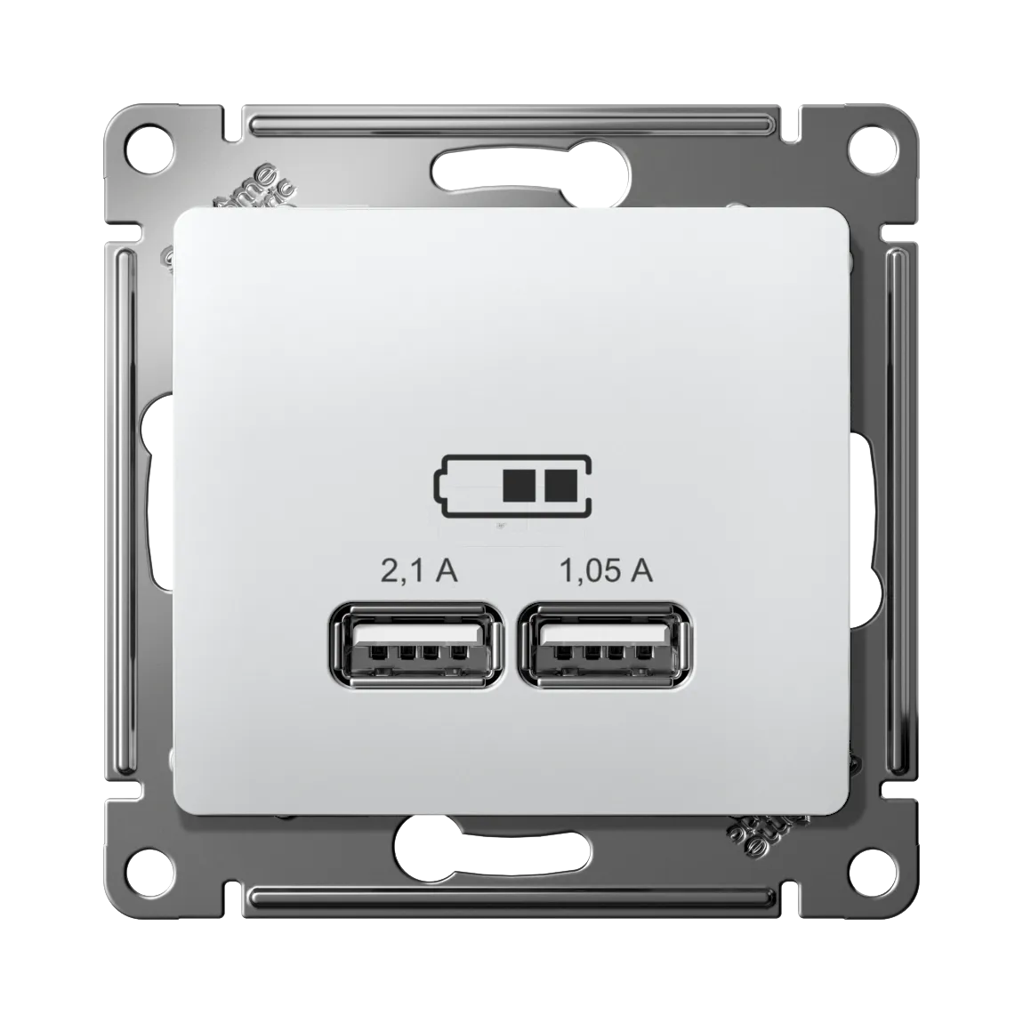 Розетка USB Glossa A+A 5В/2.1А 2x5В/1.05А механизм белый