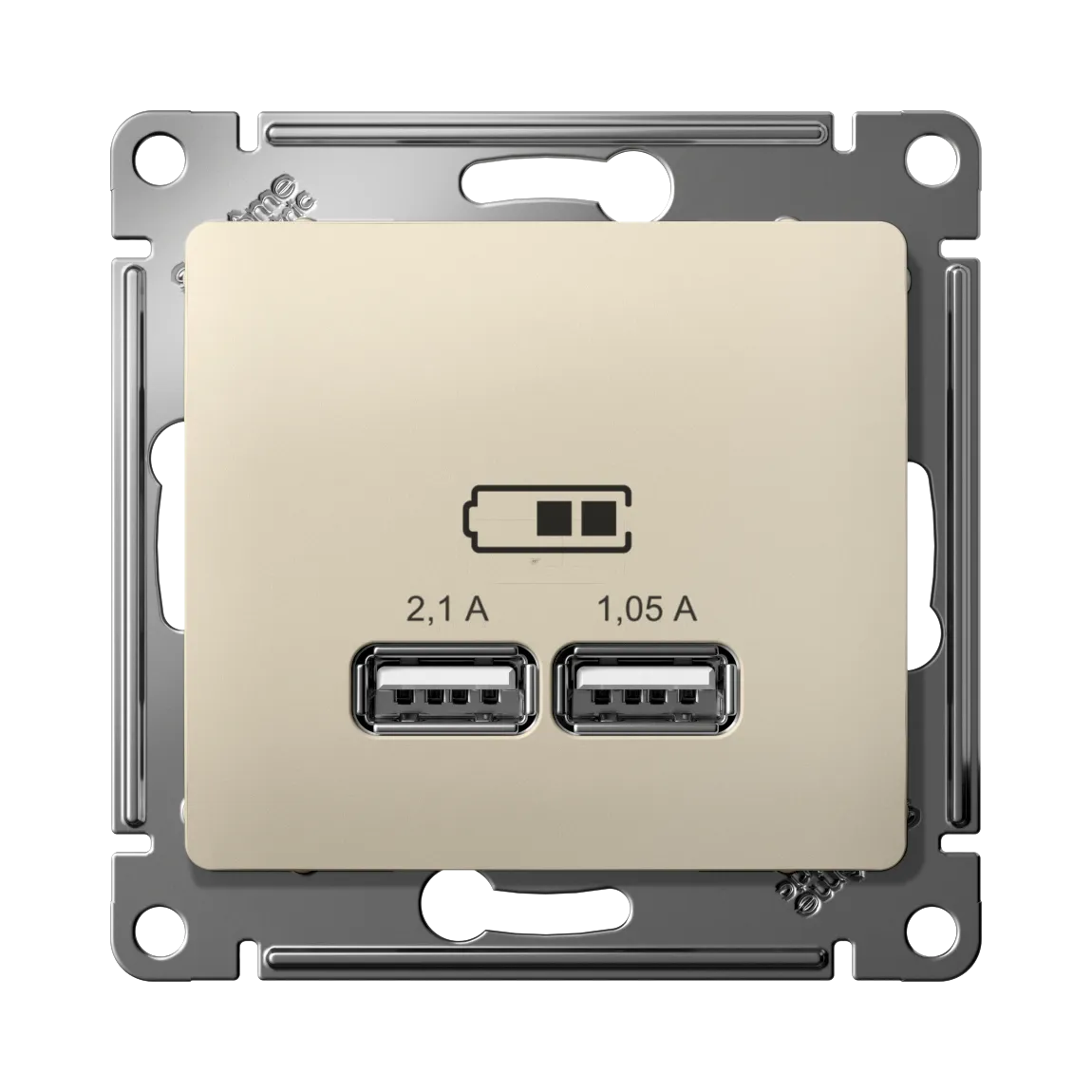 Розетка USB Glossa A+A 5В/2.1А 2x5В/1.05А механизм бежевый