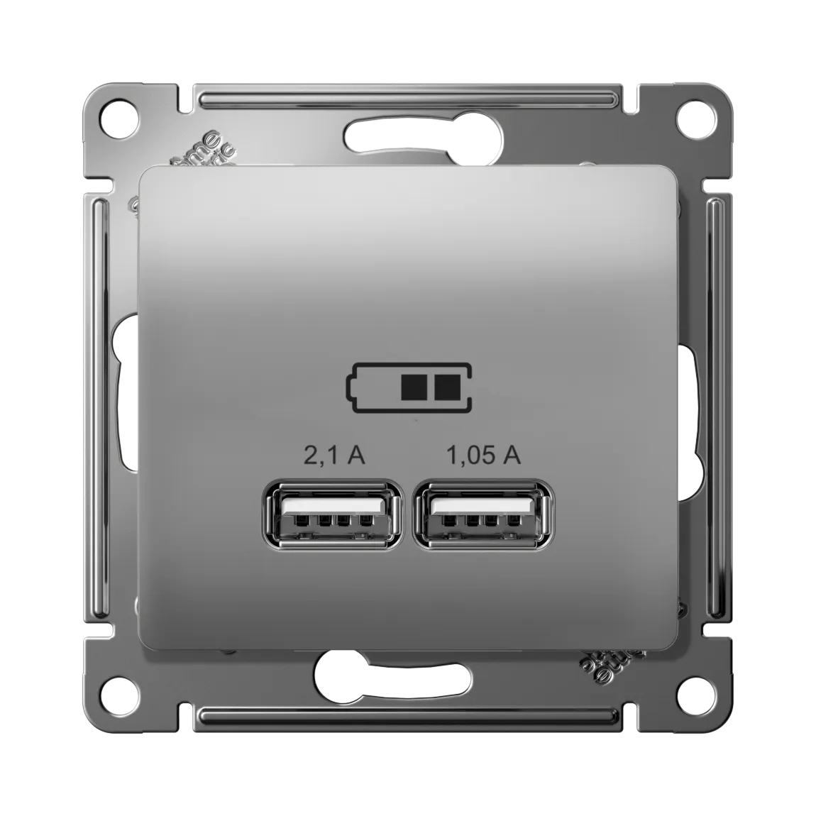 Розетка USB Glossa A+A 5В/2.1А 2x5В/1.05А механизм алюминий
