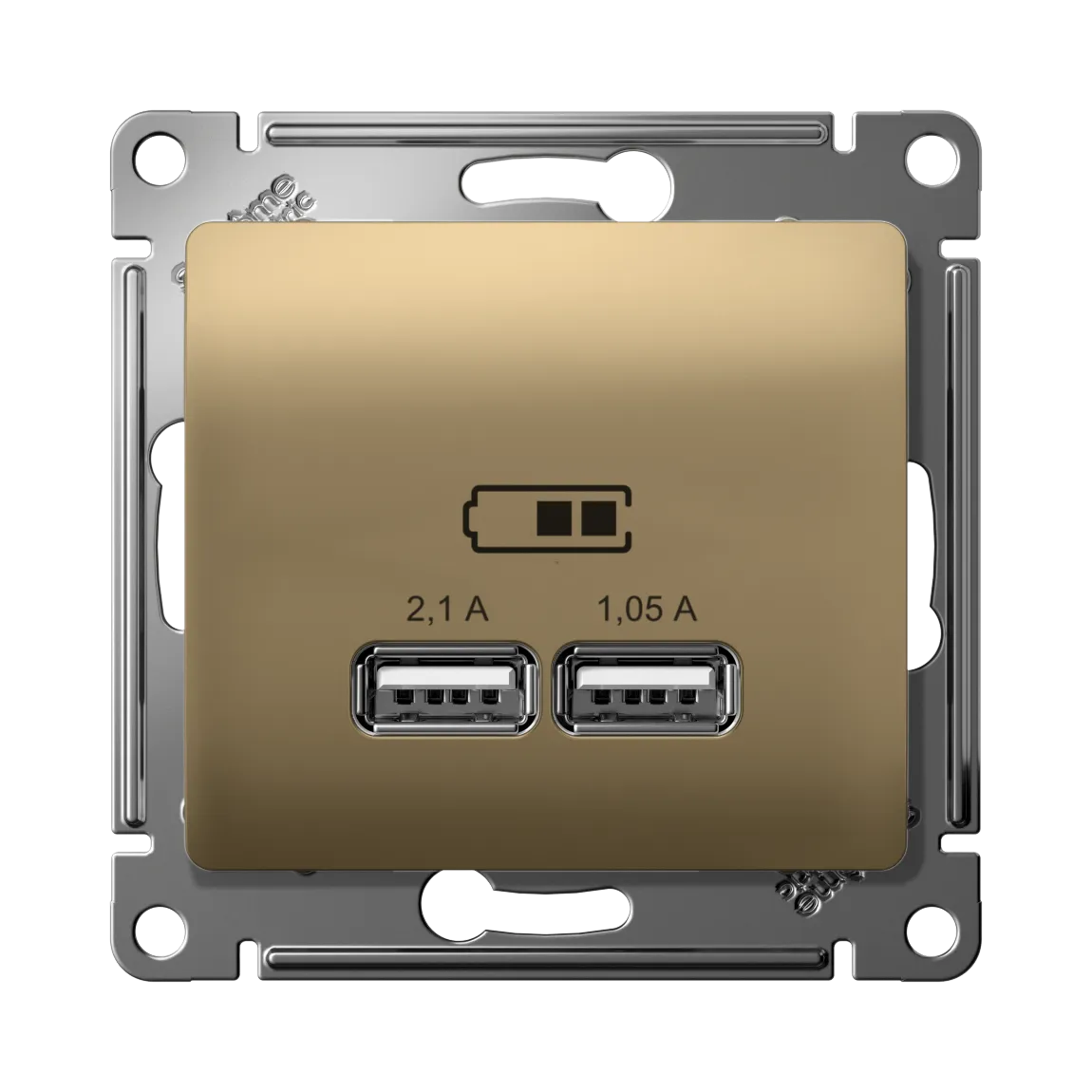 Розетка USB Glossa A+A 5В/2.1А 2x5В/1.05А механизм титан