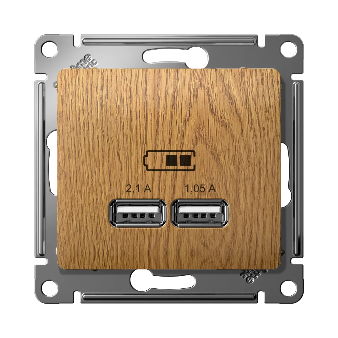Розетка USB Glossa A+A 5В/2.1А 2x5В/1.05А механизм дуб