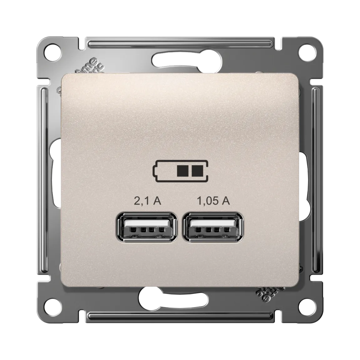 Розетка USB Glossa A+A 5В/2.1А 2x5В/1.05А механизм перламутр