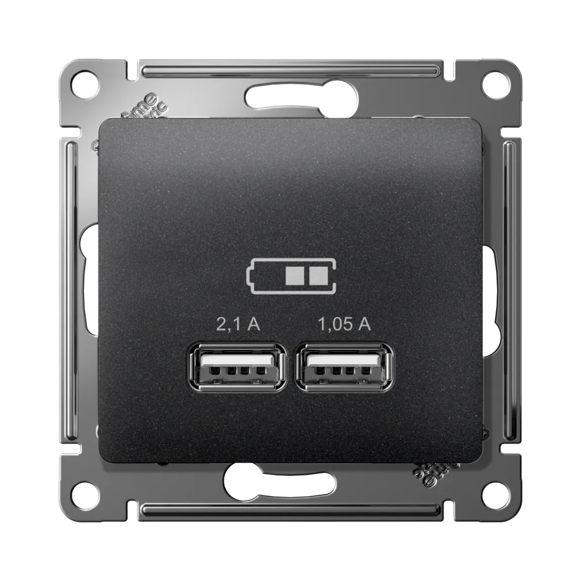Розетка USB Glossa A+A 5В/2.1А 2x5В/1.05А механизм антрацит