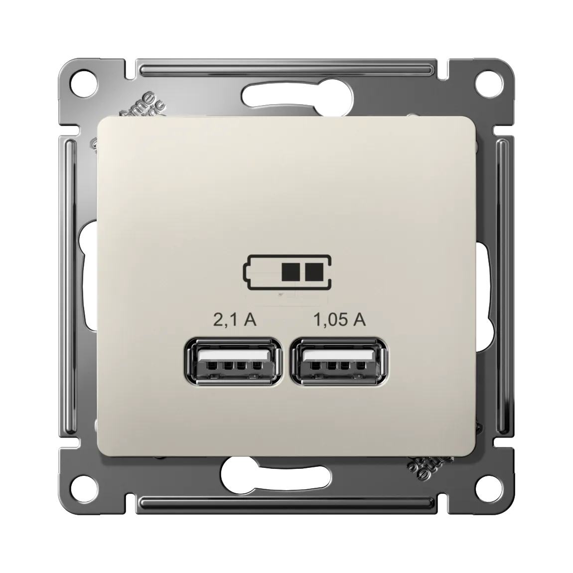 Розетка USB Glossa A+A 5В/2.1А 2x5В/1.05А механизм молочный