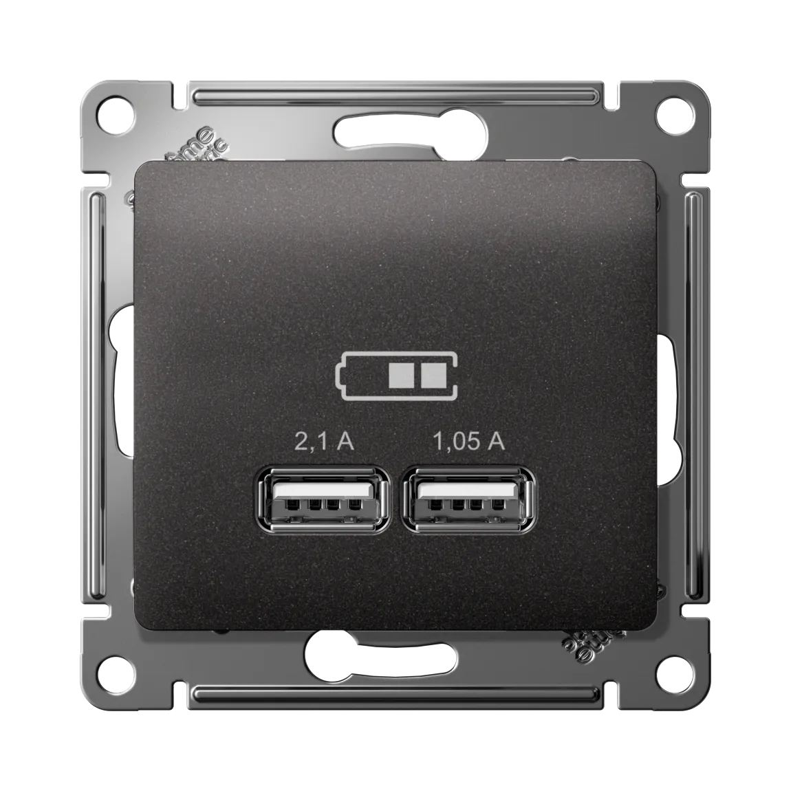 Розетка USB Glossa A+A 5В/2.1А 2x5В/1.05А механизм графит