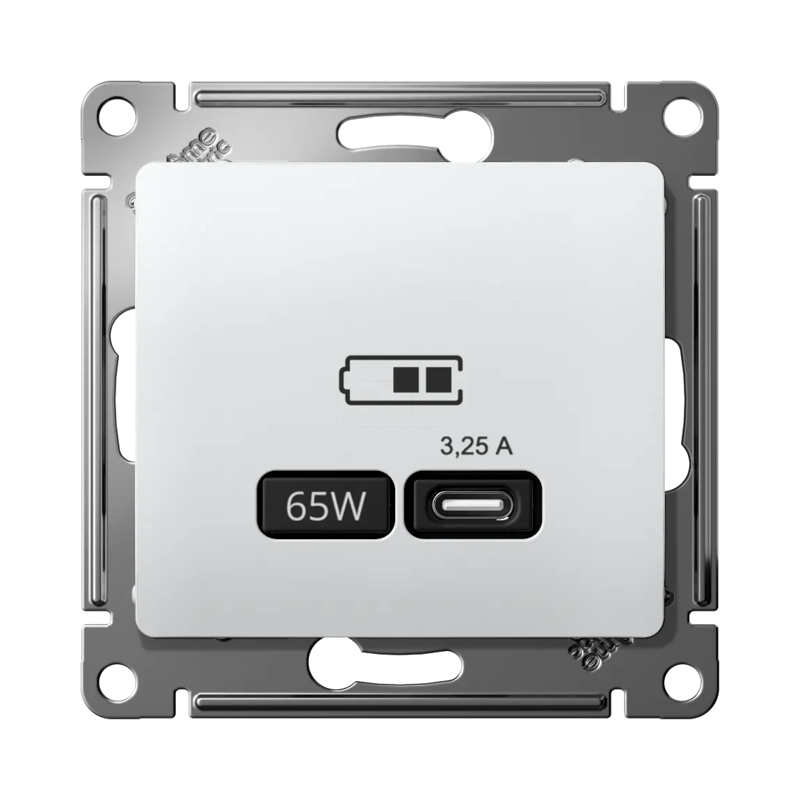 Розетка USB Glossa C 65Вт быстрая зарядка QC PD механизм белый
