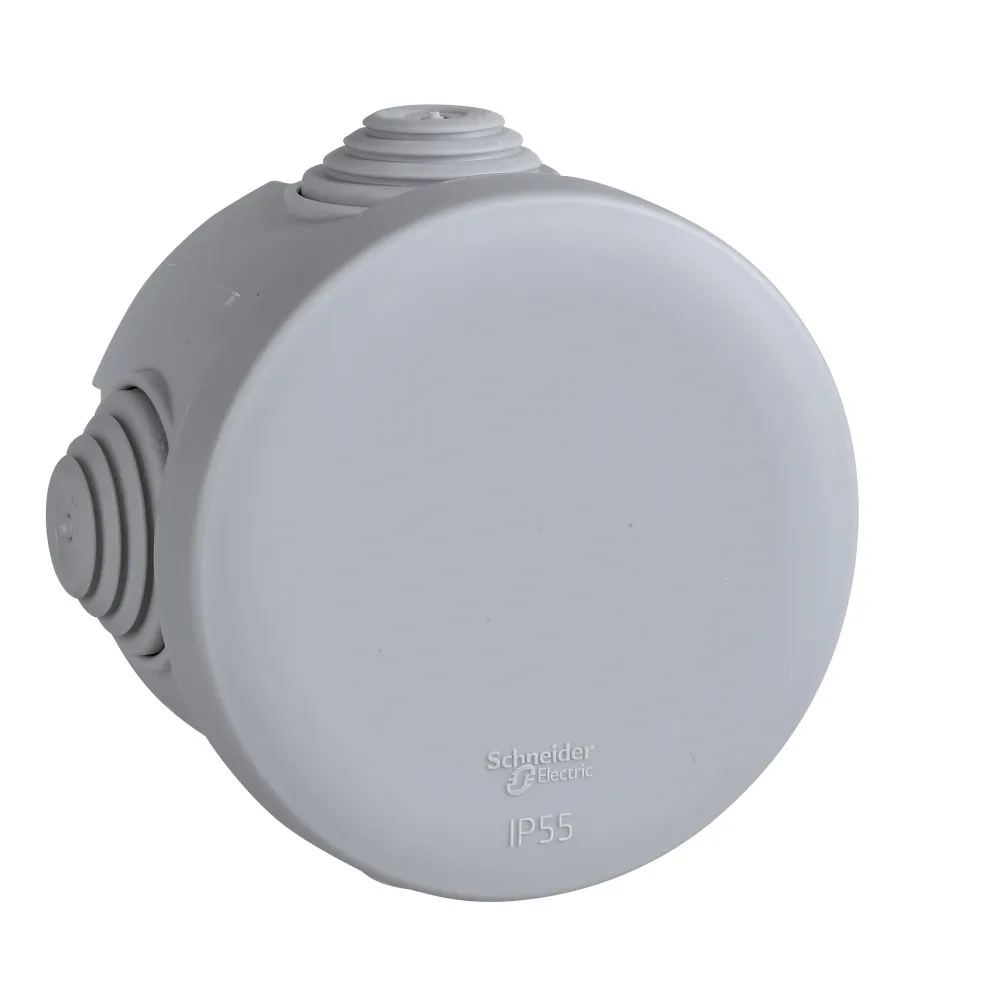 MULTIBOX Коробка распред. откр. установки D65x40, габариты D84х48, IP55, 4 сальника СЕРАЯ