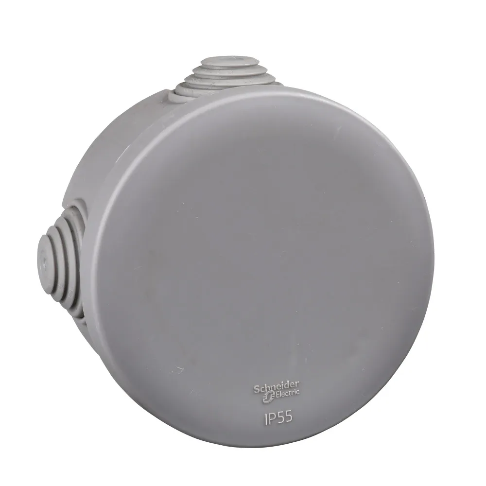 MULTIBOX Коробка распред. откр. установки D80x40, габариты D100х48, IP55, 4 сальника СЕРАЯ