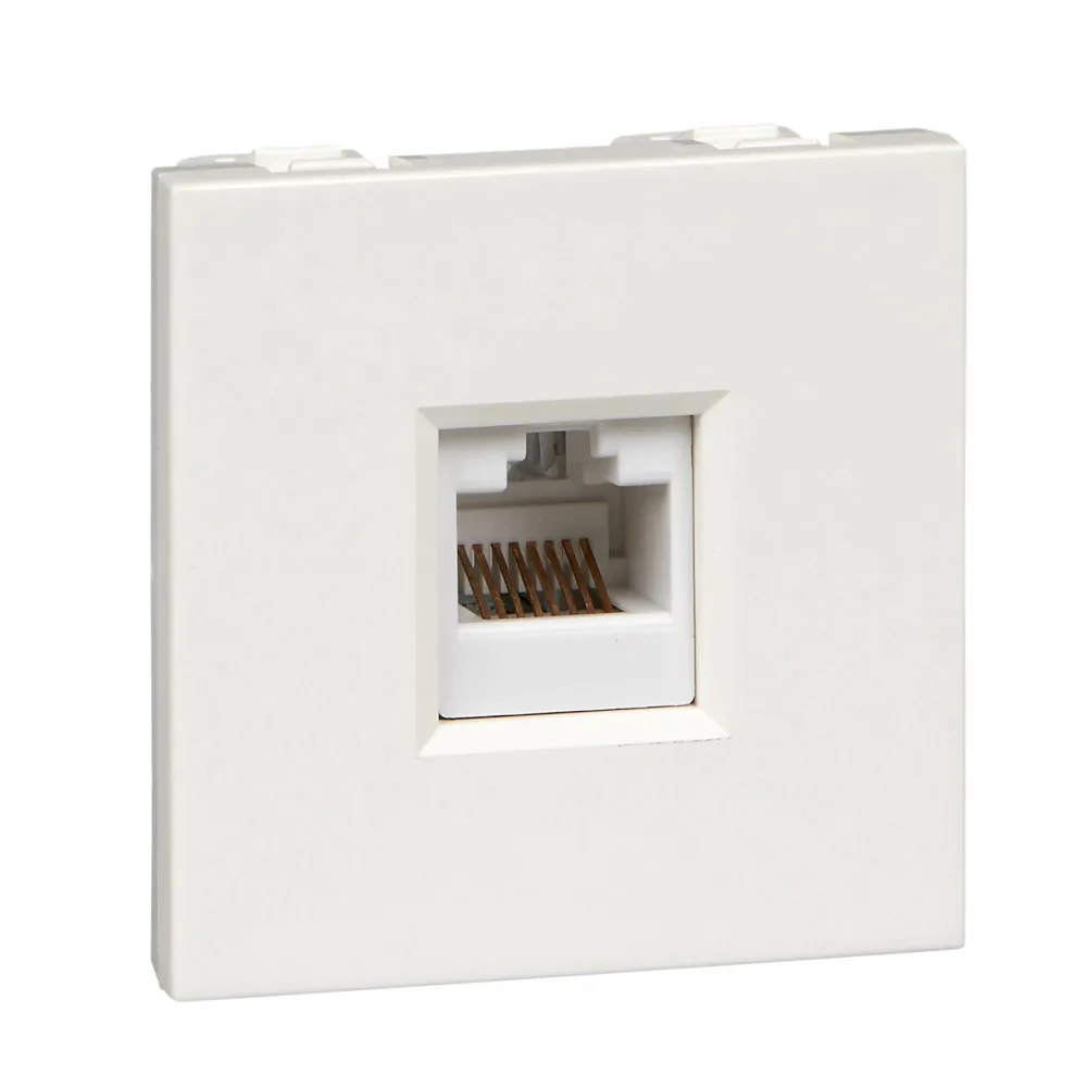 W45 РОЗЕТКА компьютерная 1хRJ45 кат. 5е UTP, 2 модуля (45х45 мм) БЕЛАЯ RAL9010