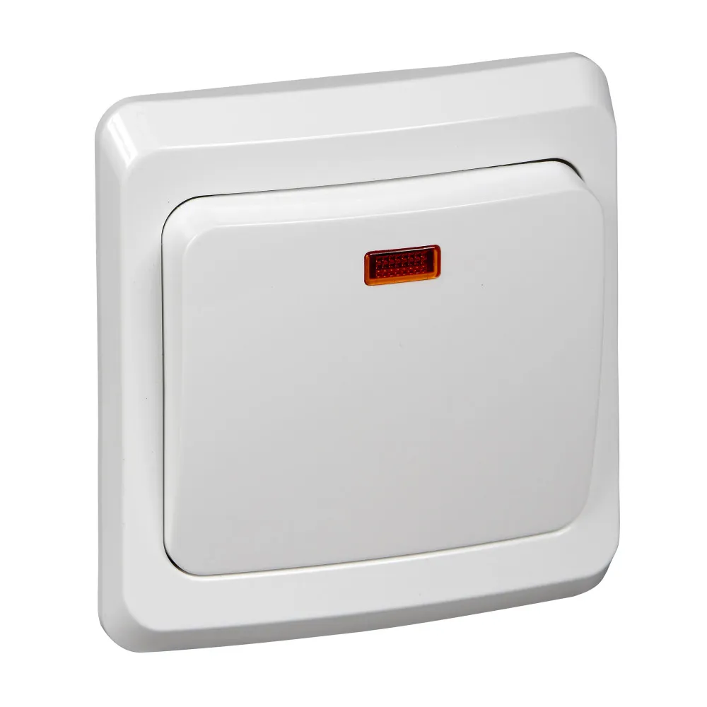 Выключатель одноклавишный с подсветкой Этюд 10АХ скрытая установка белый