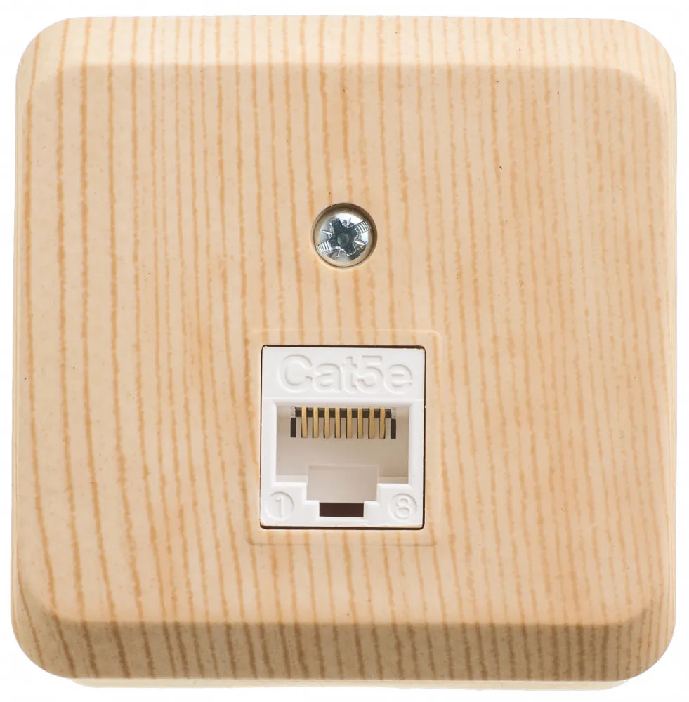 Розетка компьютерная Этюд RJ45 категория 5e открытая установка сосна