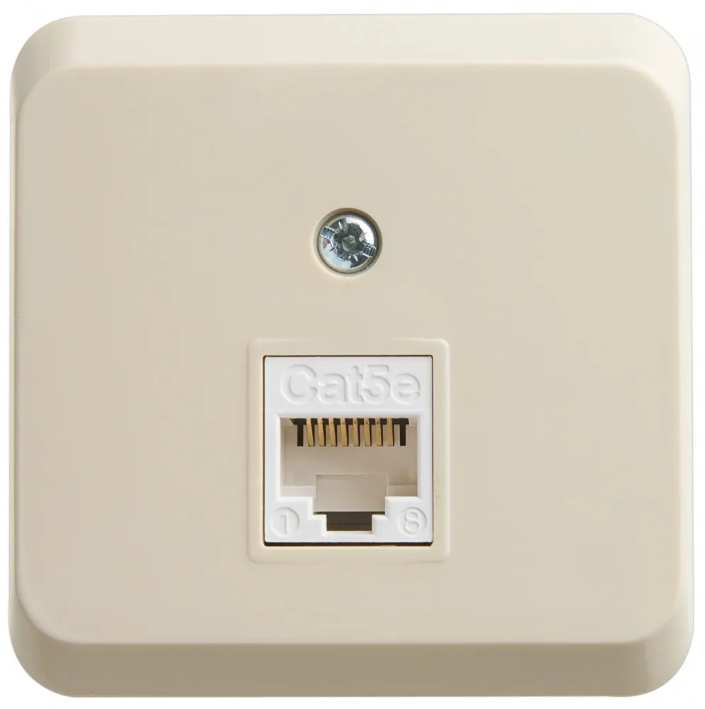 Розетка компьютерная Этюд RJ45 категория 5e открытая установка кремовый