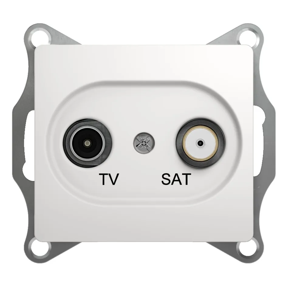 Розетка TV SAT Glossa проходная 4дБ механизм белый