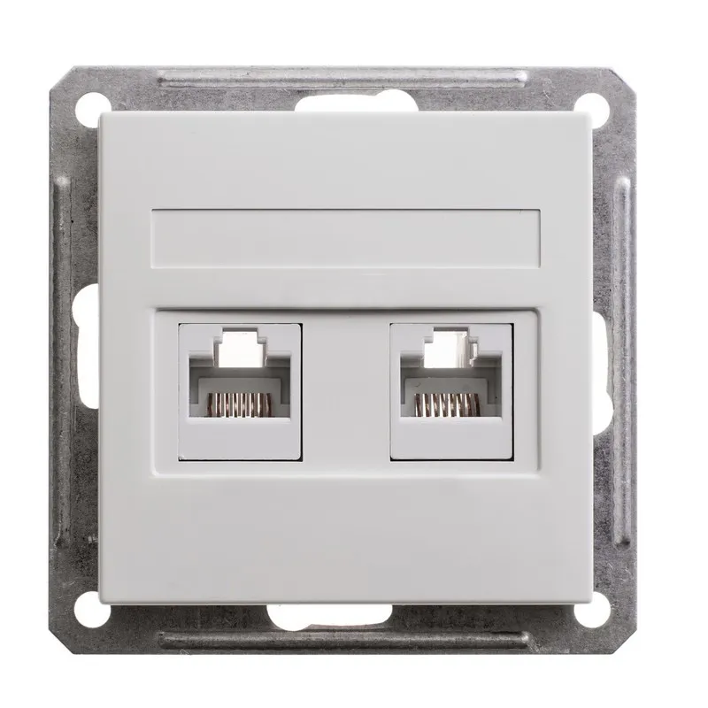 W59 РОЗЕТКА двойная RJ11+RJ45 кат.5e, механизм, БЕЛЫЙ