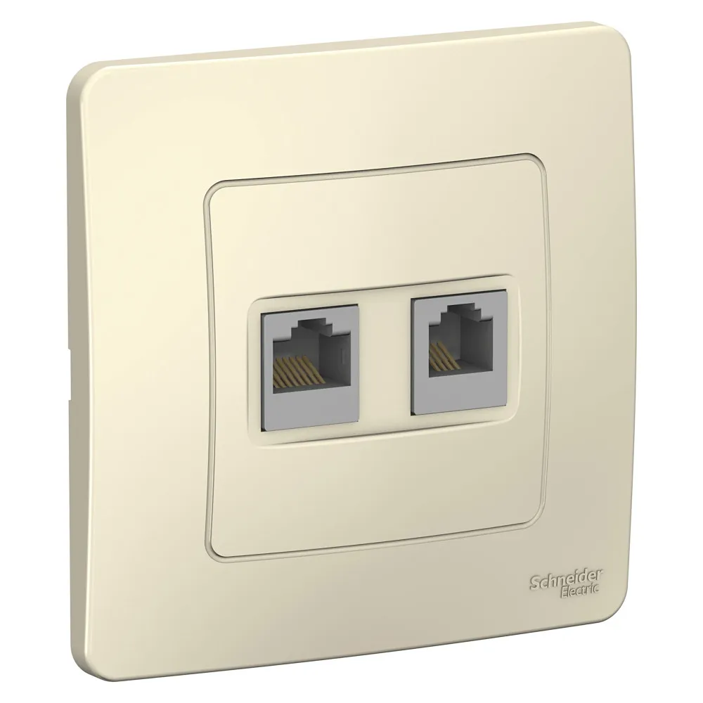 Розетка двойная Blanca RJ11+RJ45 категория 5e скрытая установка молочный