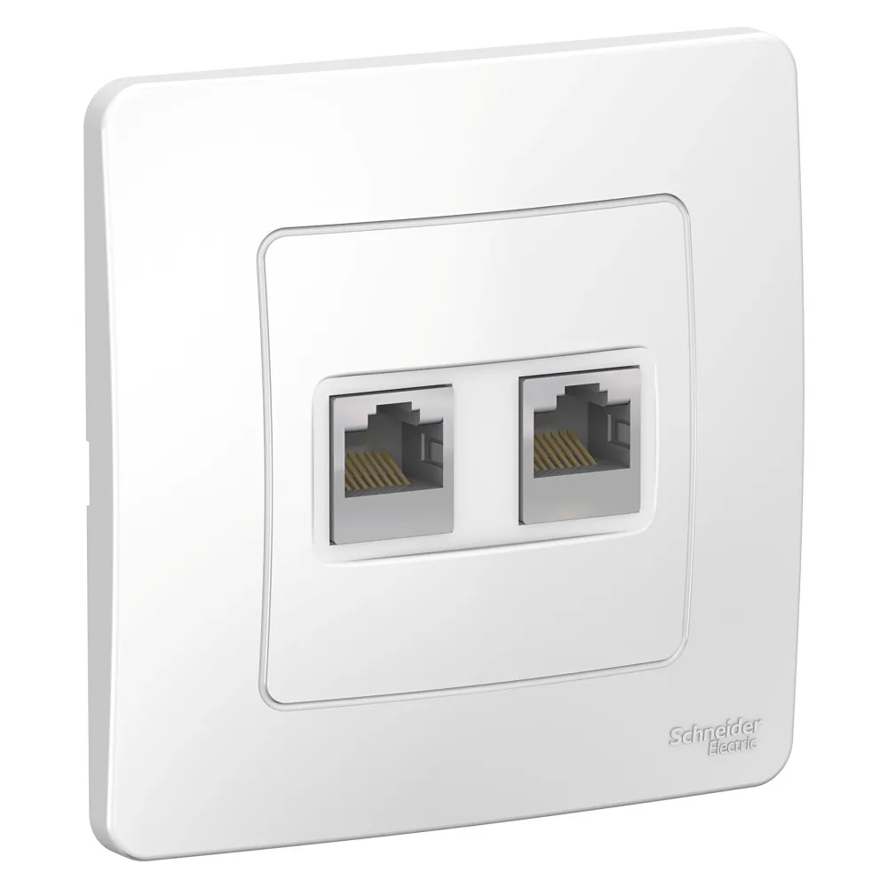 Розетка компьютерная двойная Blanca RJ45+RJ45 категория 5e скрытая установка белый