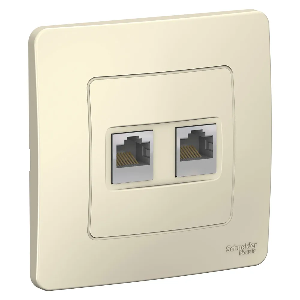Розетка компьютерная двойная Blanca RJ45+RJ45 категория 5e скрытая установка молочный