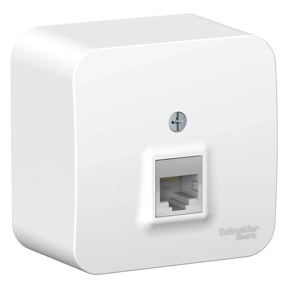 Розетка компьютерная Blanca RJ45 категория 5e изолирующая пластина открытая установка белый