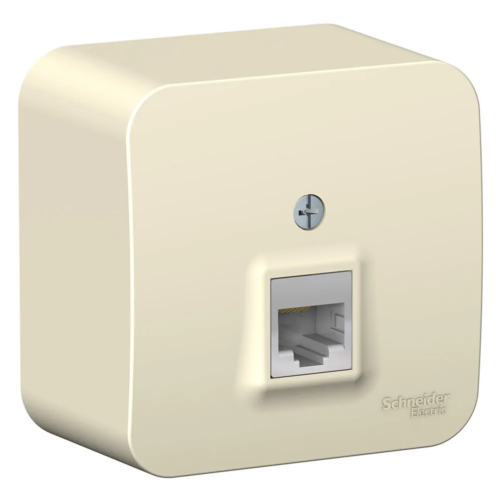 Розетка компьютерная Blanca RJ45 категория 5e изолирующая пластина открытая установка молочный