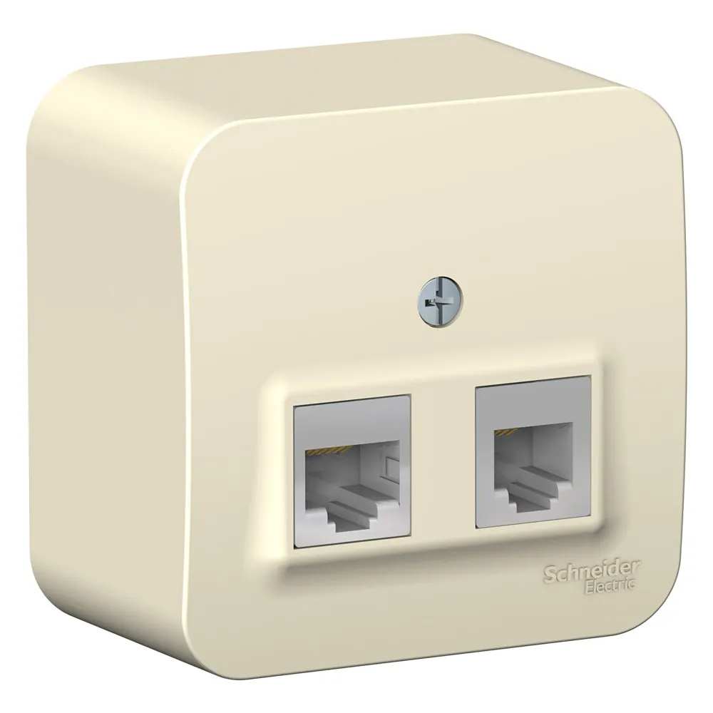 Розетка двойная Blanca RJ11+RJ45 категория 5e изолирующая пластина открытая установка молочный