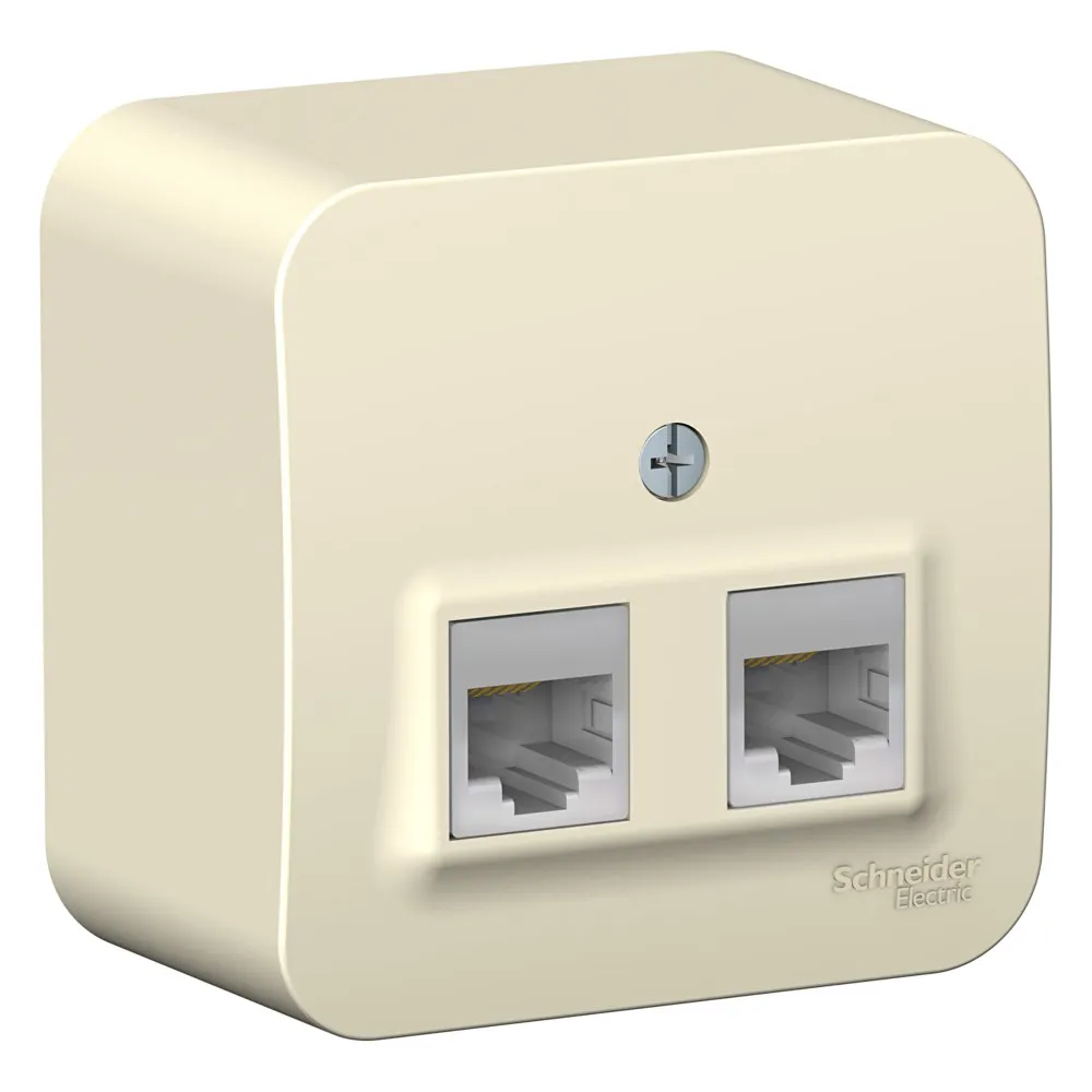 Розетка компьютерная двойная Blanca RJ45+RJ45 категория 5e изолирующая пластина открытая установка молочный