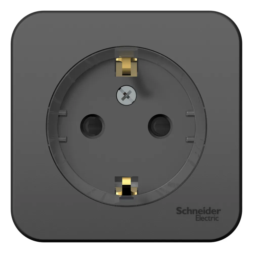 Розетка с заземлением со шторками Blanca 16А 250В компакт изолирующая пластина открытая установка антрацит