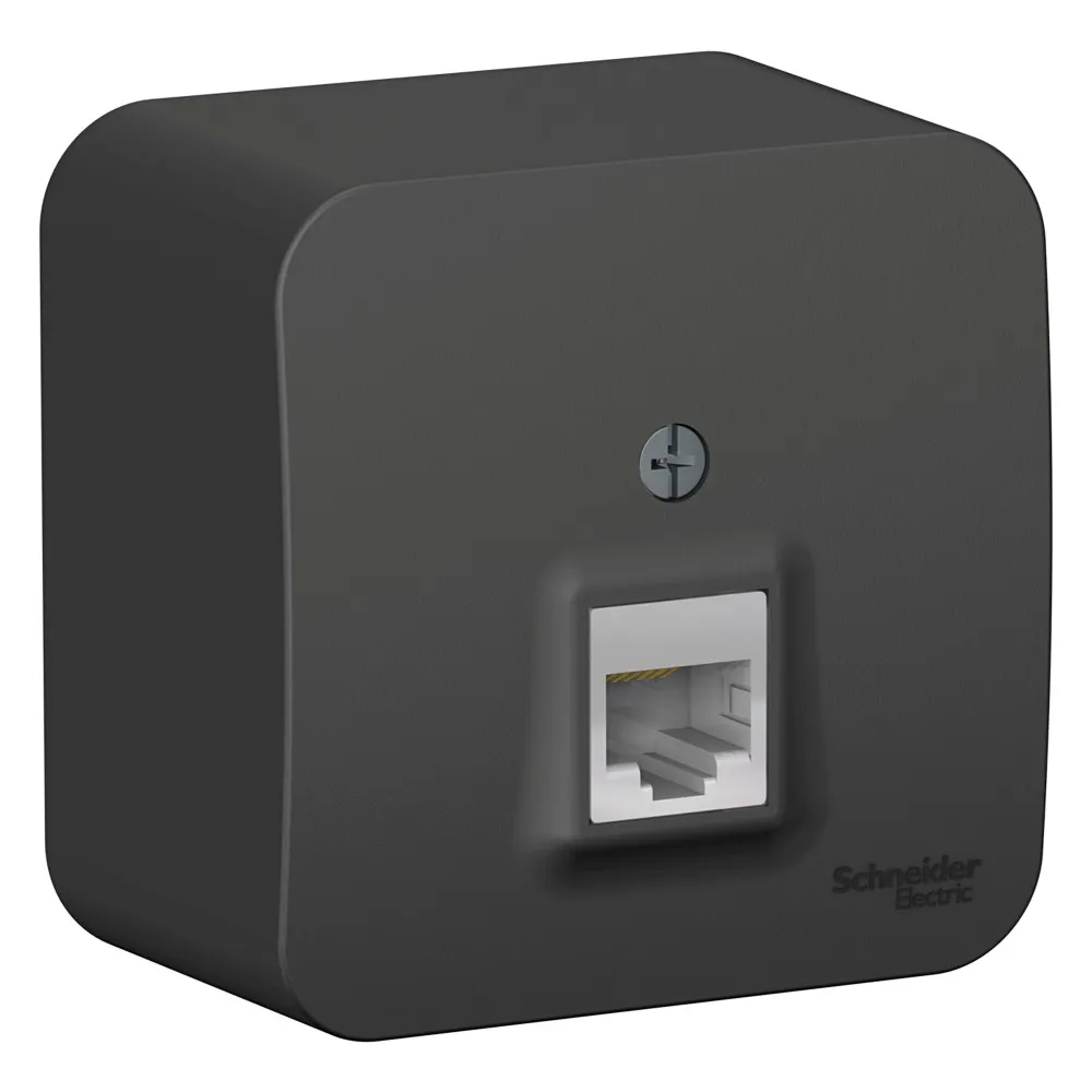 Розетка компьютерная Blanca RJ45 категория 5e изолирующая пластина открытая установка антрацит
