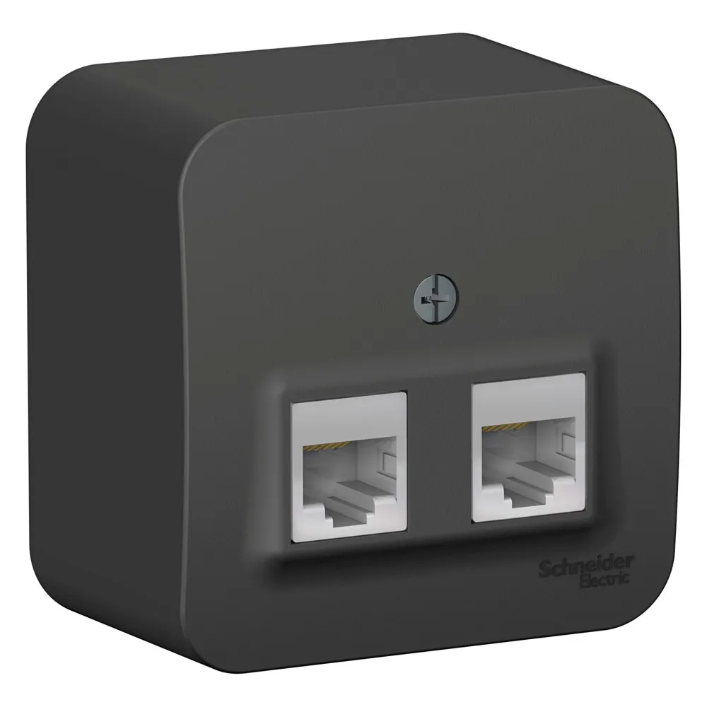Розетка компьютерная двойная Blanca RJ45+RJ45 категория 5e изолирующая пластина открытая установка антрацит