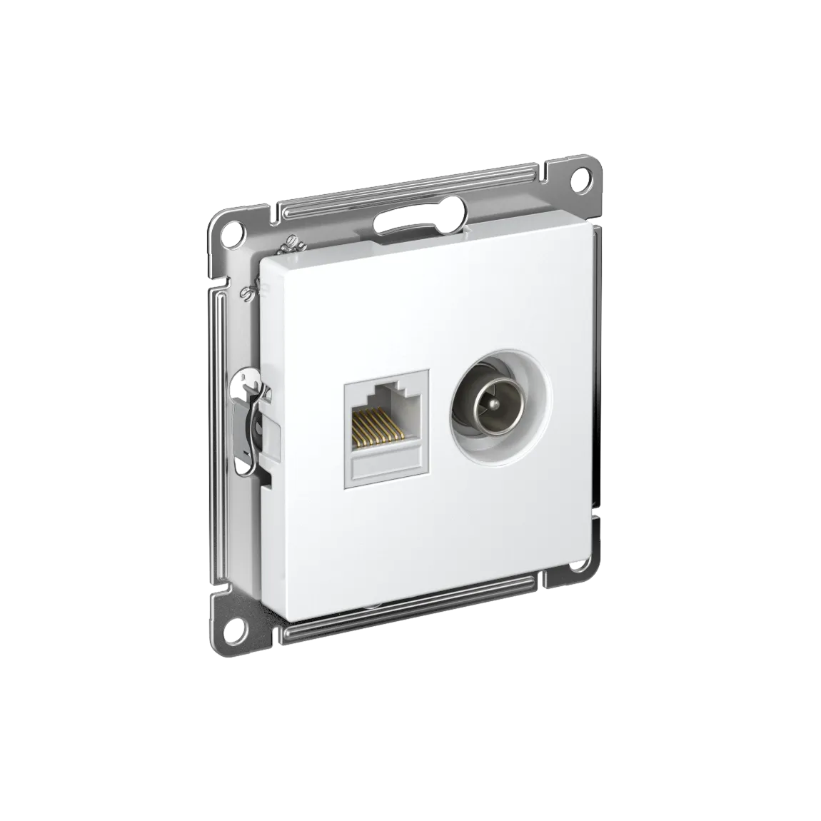 ATLASDESIGN РОЗЕТКА двойная ТВ + компьютерная RJ45 кат. 5e, механизм, БЕЛЫЙ