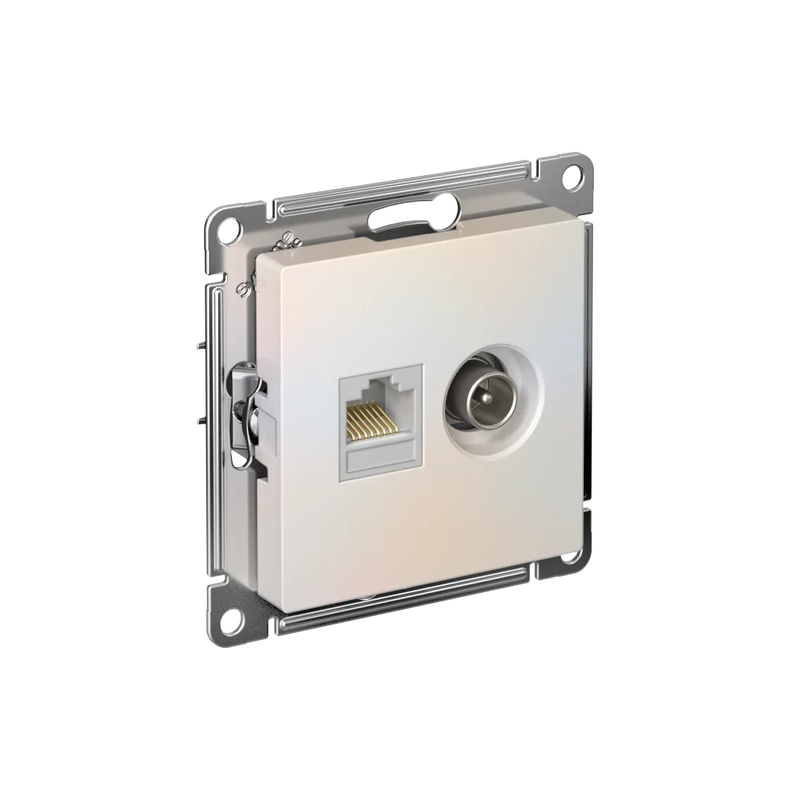 Розетка двойная AtlasDesign TV+RJ45 категория 5e механизм жемчуг