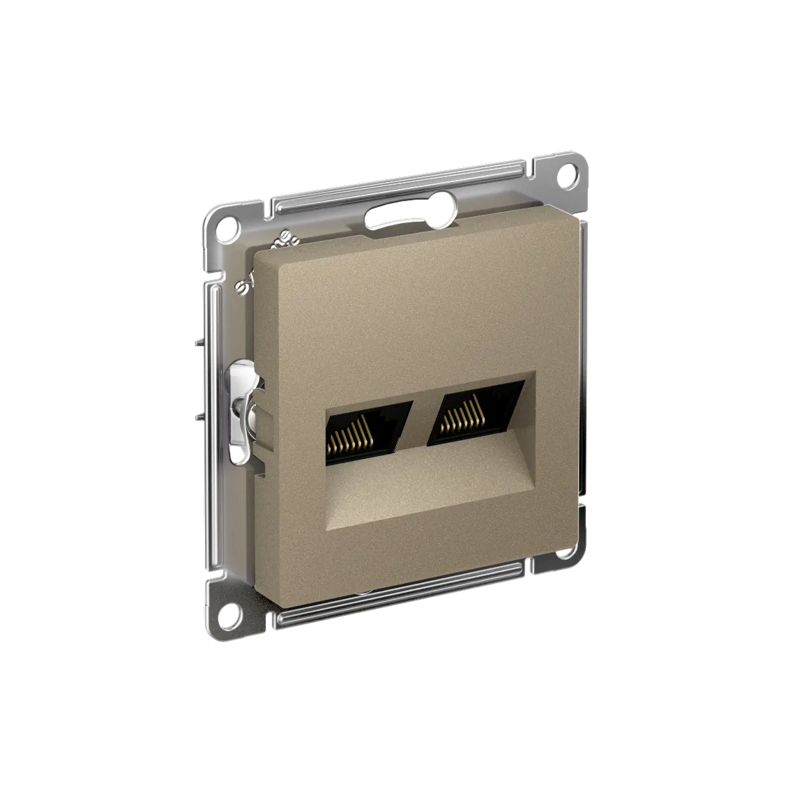 Розетка компьютерная двойная AtlasDesign RJ45+RJ45 категория 5e механизм шампань