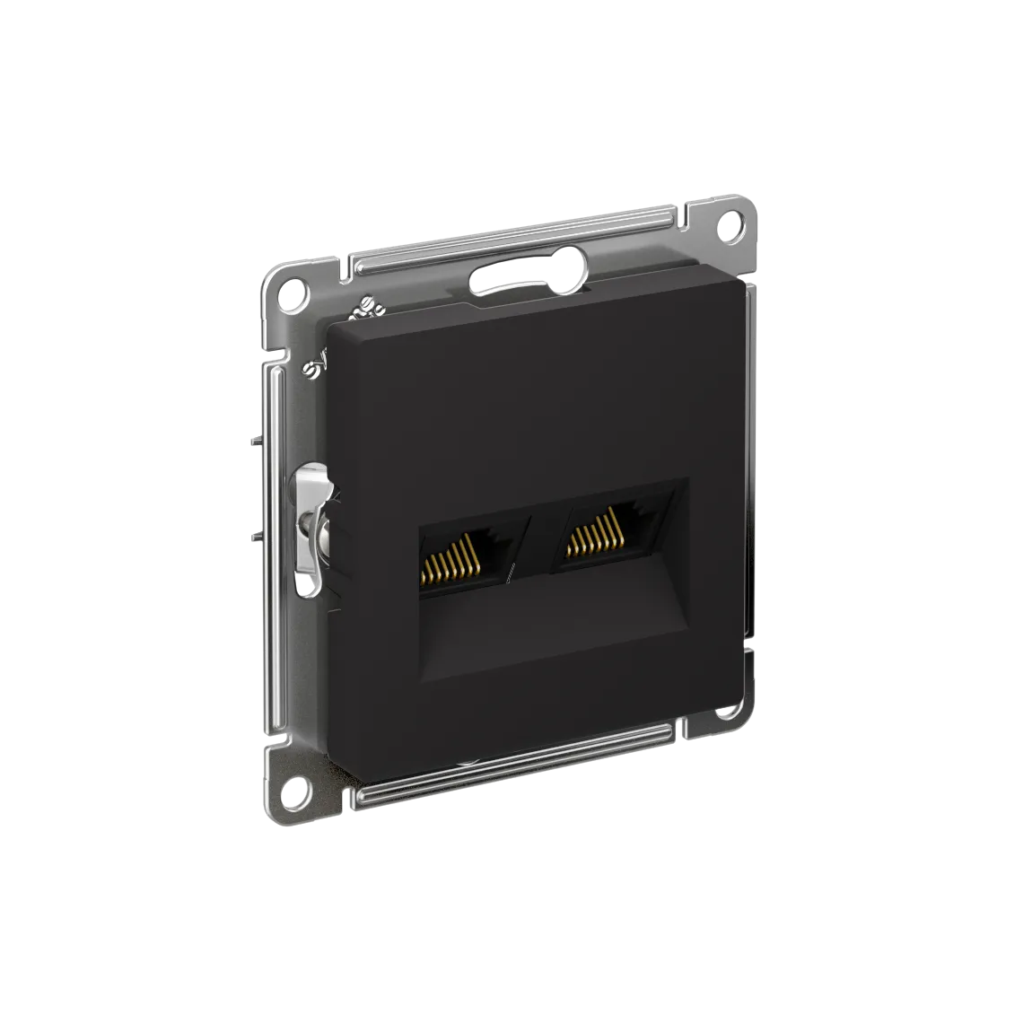 ATLASDESIGN РОЗЕТКА двойная компьютерная RJ45+RJ45 кат. 5e, механизм, КАРБОН