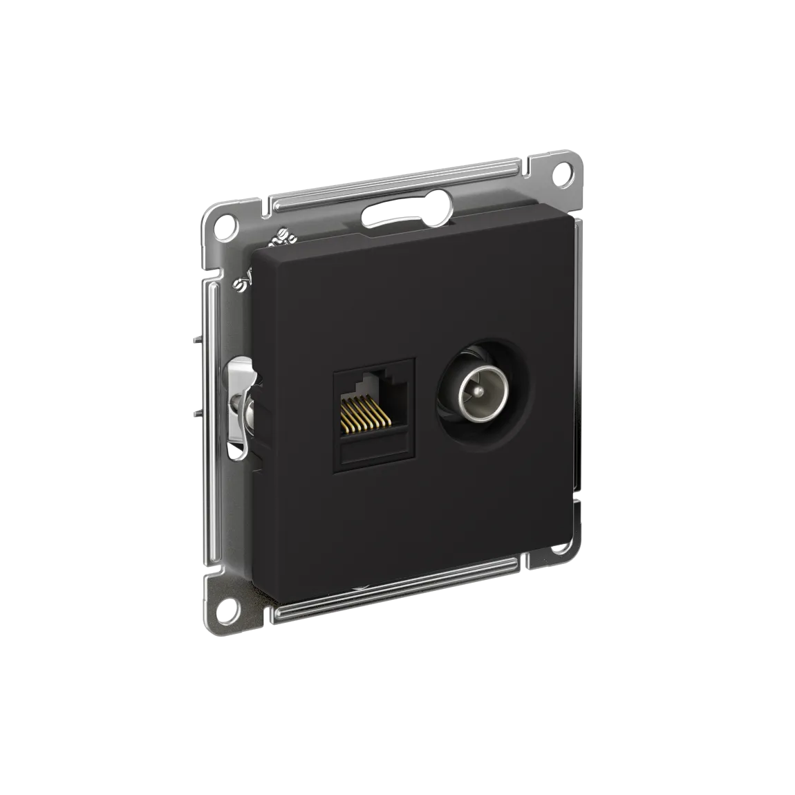 Розетка двойная AtlasDesign TV+RJ45 категория 5e механизм карбон