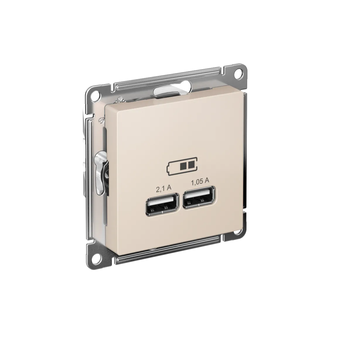 Розетка USB AtlasDesign A+A 5В/2.1А 2x5В/1.05А механизм бежевый