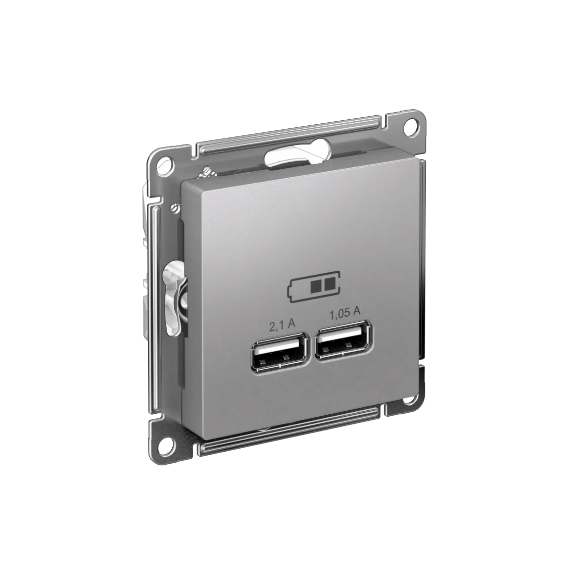 Розетка USB AtlasDesign A+A 5В/2.1А 2x5В/1.05А механизм алюминий