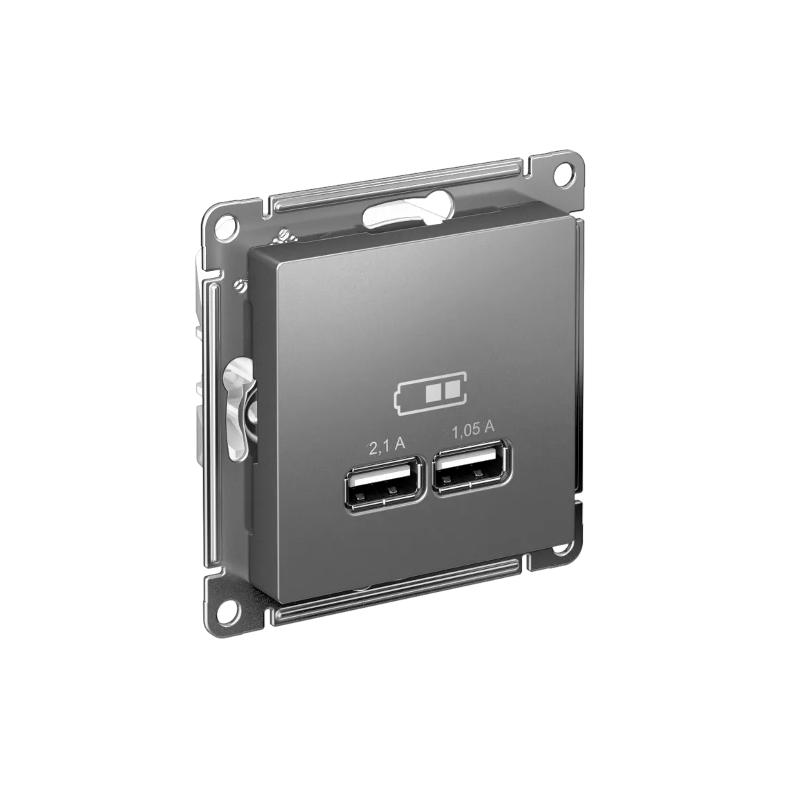Розетка USB AtlasDesign A+A 5В/2.1А 2x5В/1.05А механизм сталь