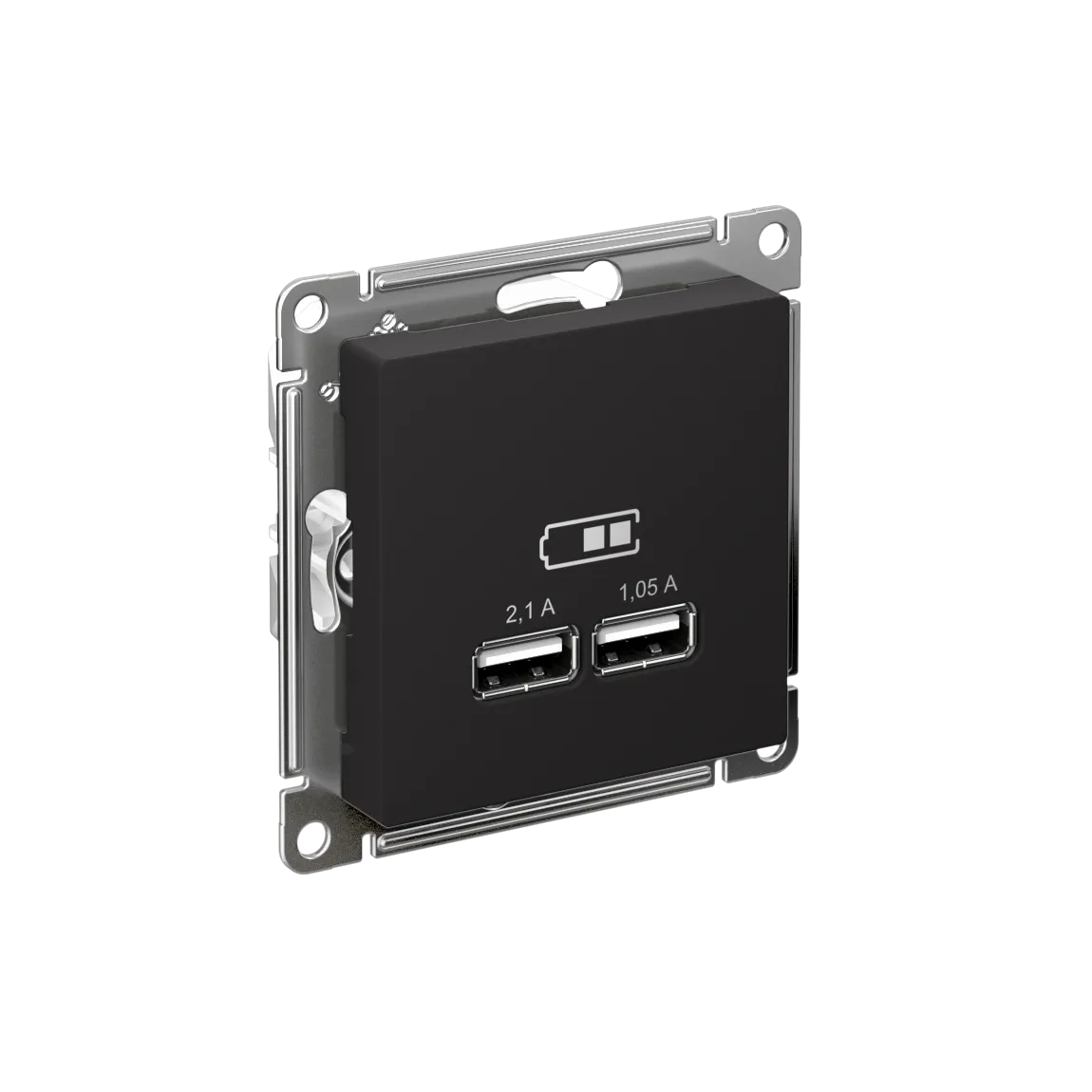 Розетка USB AtlasDesign A+A 5В/2.1А 2x5В/1.05А механизм карбон