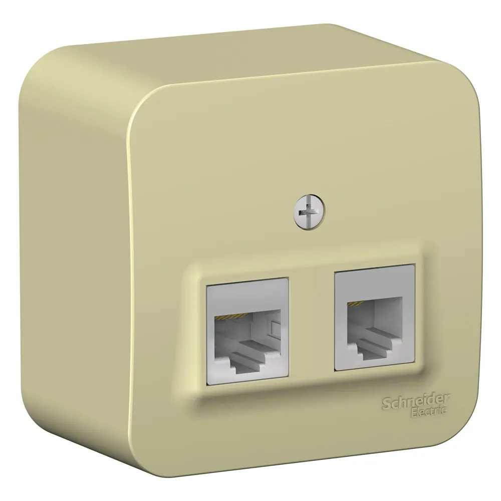 Розетка двойная Blanca RJ11+RJ45 категория 5e изолирующая пластина открытая установка бежевый