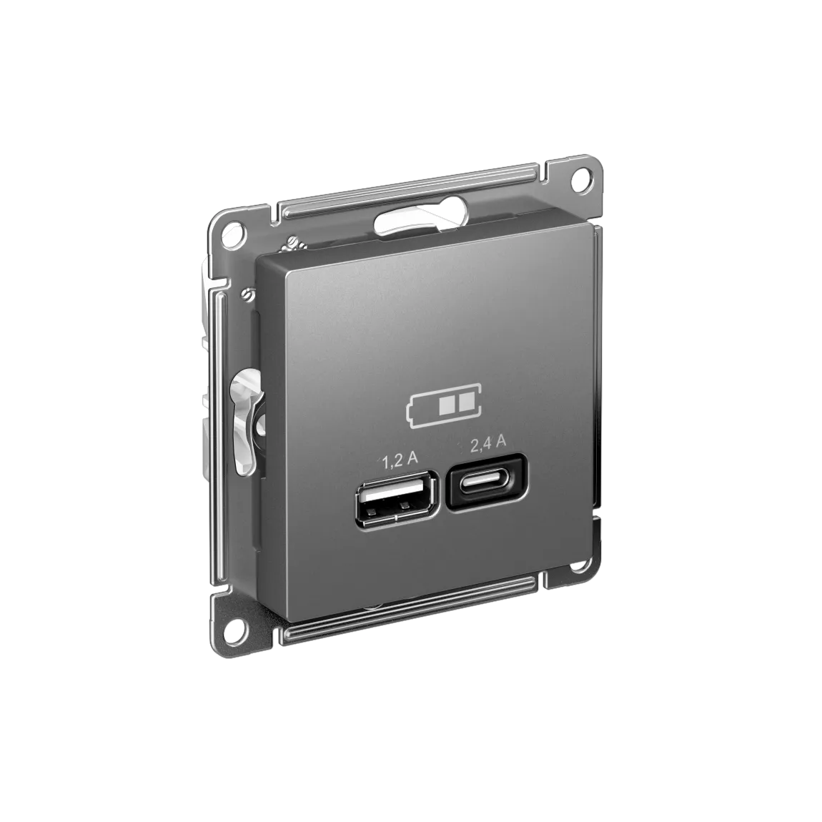 Розетка USB AtlasDesign A+C 5В/2.4А 2x5В/1.2А механизм сталь