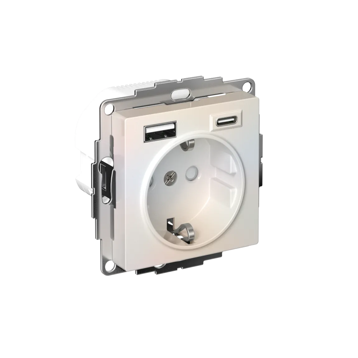 Розетка с заземлением со шторками AtlasDesign 16А 2xUSB A+C 5В/2.4А/3.0А 2x5В/1.5А механизм жемчуг