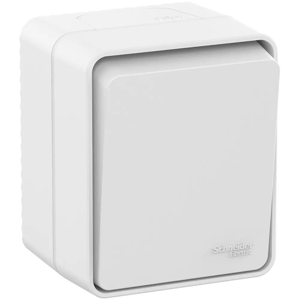 Выключатель одноклавишный AtlasDesign Profi IP54 сх1 10АХ открытая установка белый