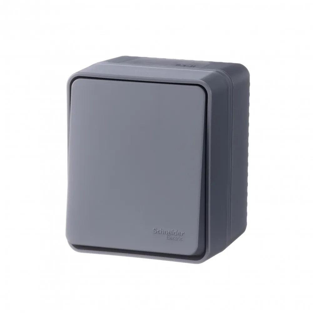 Переключатель одноклавишный AtlasDesign Profi IP54 сх6 10АХ открытая установка антрацит