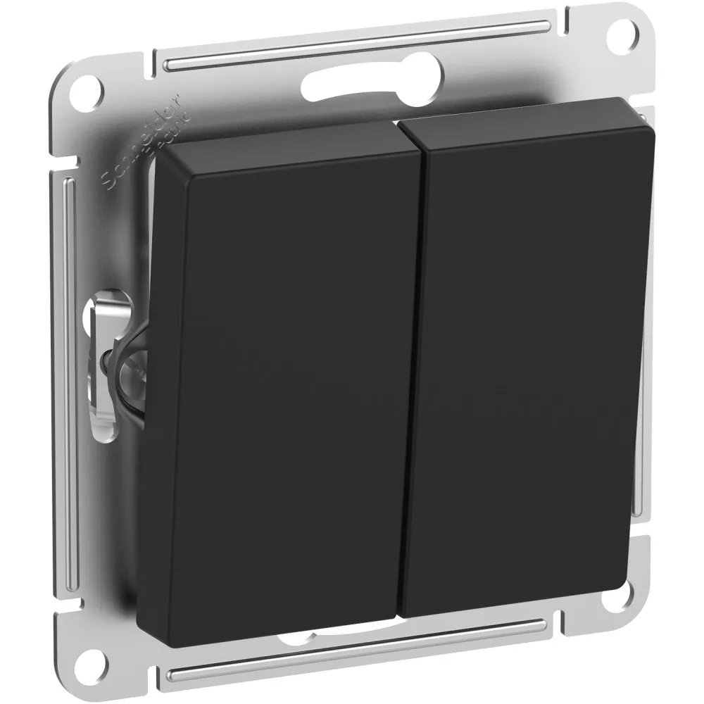Выключатель двухклавишный AtlasDesign Aqua IP44 сх5 10АХ механизм карбон