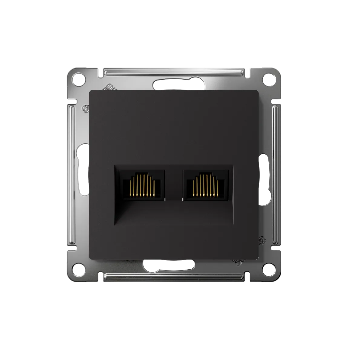 ATLASDESIGN РОЗЕТКА двойная компьютерная RJ45+RJ45 кат. 6А, механизм, КАРБОН