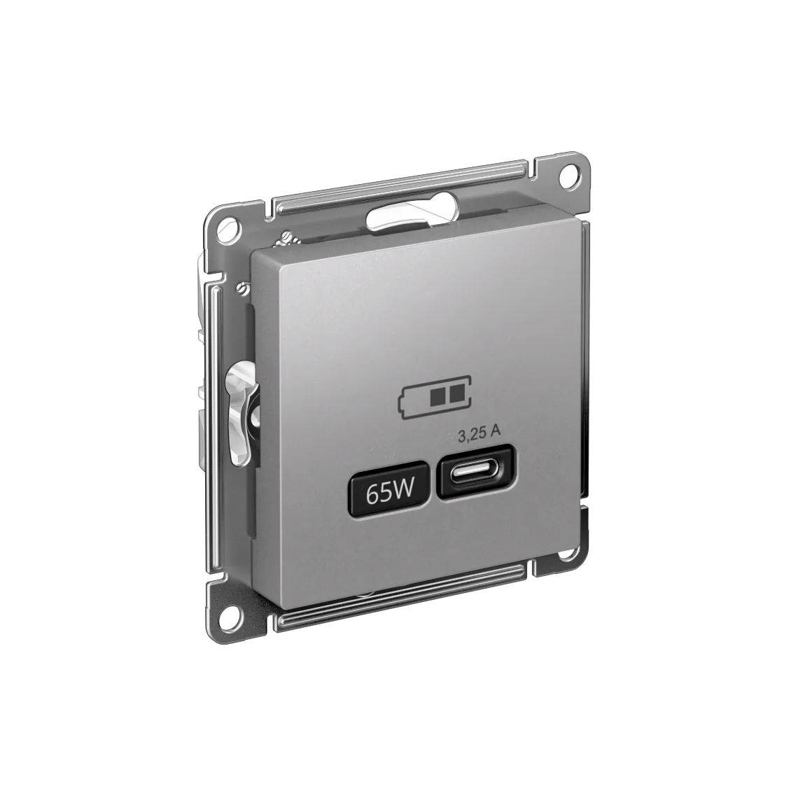 Розетка USB AtlasDesign C 65Вт быстрая зарядка QC PD механизм алюминий