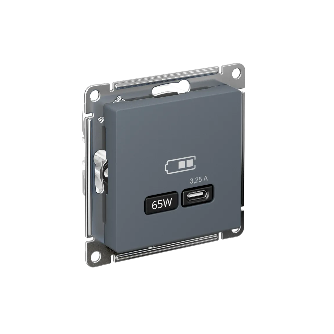 Розетка USB AtlasDesign C 65Вт быстрая зарядка QC PD механизм грифель